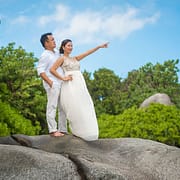Exited wedding couple Exited wedding couple